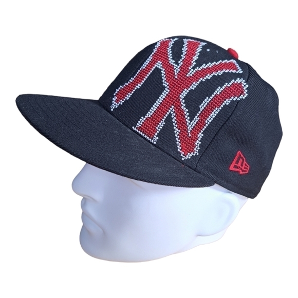 New York Yankees baseball wool 59 fifty New era fitted cap red & black 7 1/4 - Picture 3 of 16